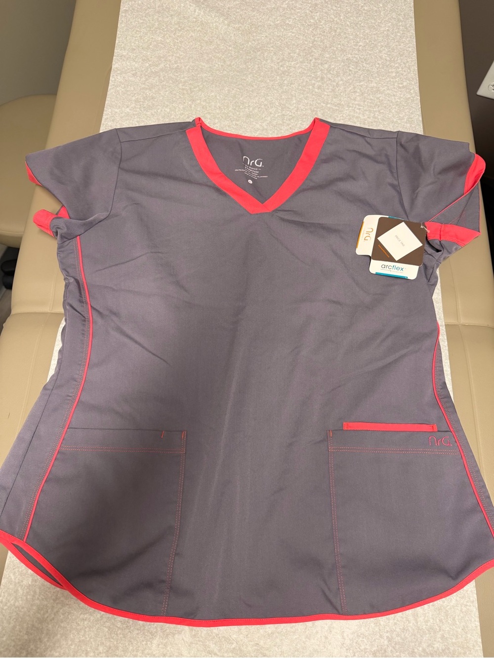 Barco Uniforms Gray Scrub Tunic with Pink Trim